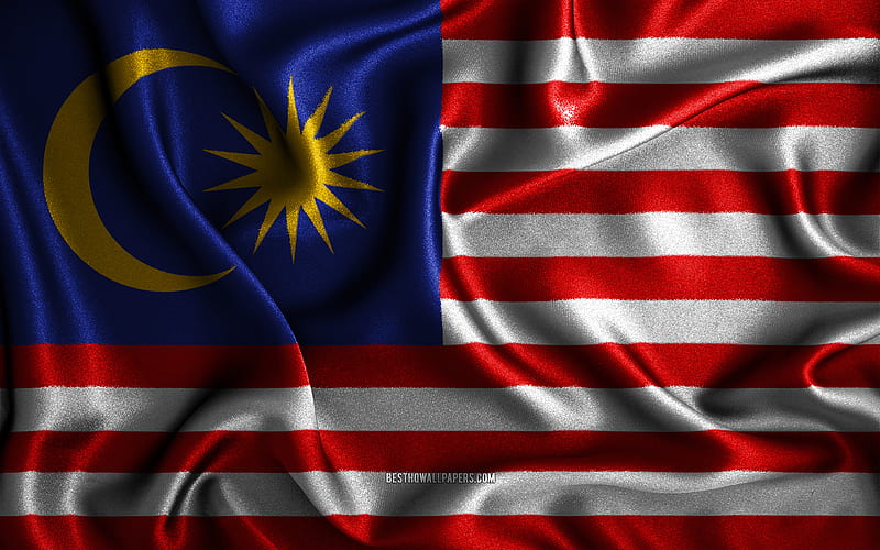 Malaysian flag silk wavy flags, Asian countries, national symbols, Flag of Malaysia, fabric flags, Malaysia flag, 3D art, Malaysia, Asia, Malaysia 3D flag, HD wallpaper