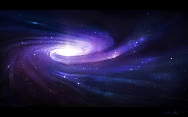 Spiral, purple, luminos, space, black, star, HD wallpaper