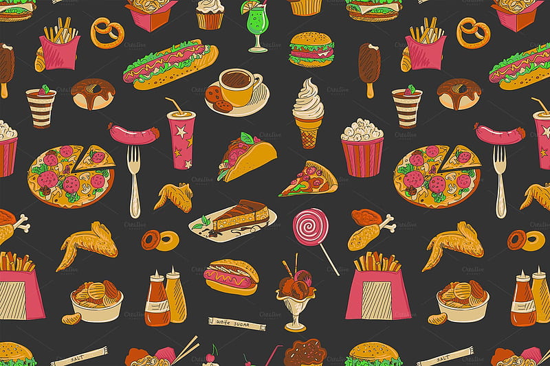 Kawaii Fast Food, HD wallpaper