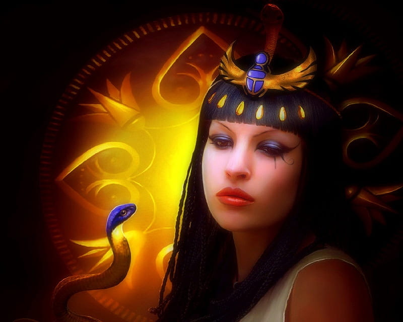 Cleopatra, creative pre-made, digital art, woman, fantasy, manipulation, emotional, weird things people wear, snake, HD wallpaper