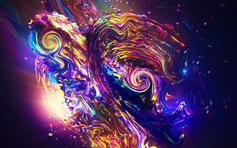 fractals, abstract waves, 3d art, creative, fractal art, colorful waves, HD wallpaper