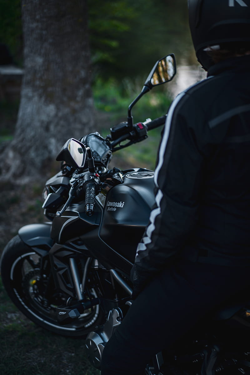 kawasaki, motorcycle, motorcyclist, HD phone wallpaper