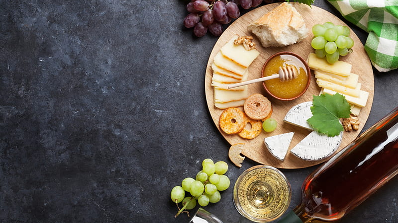 Food, Still Life, Wine, Cheese, Honey, Bread, Grapes, HD wallpaper