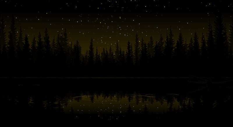 forest, dark, art, stars, HD wallpaper