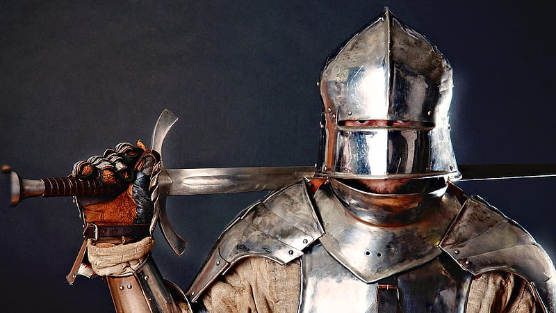 Templar, fantasy, abstract, helm, sword, artwork, knight, armour, HD wallpaper