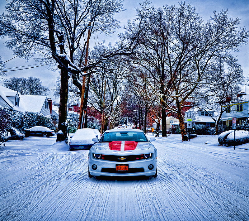 Snow Storm Camaro, awesome, camaro ss, carros, muscle car, snow storm, HD wallpaper