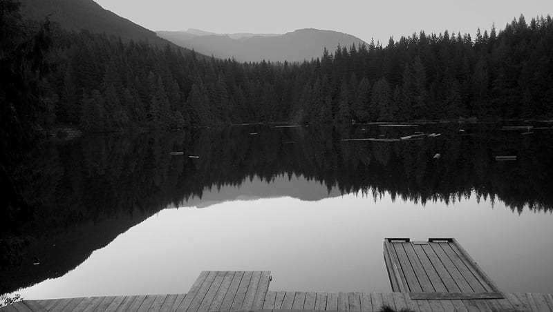Cat Lake, Squamish, BC, Canada, Canada, Lakes, Black and white, Squamish, Monochrome, British Columbia, HD wallpaper