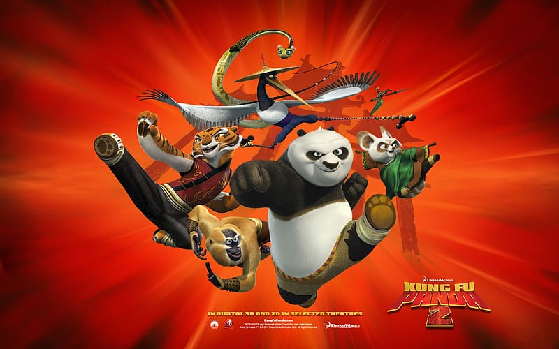 Movie, Kung Fu Panda 2, Kung Fu Panda, Po (Kung Fu Panda), Tigress (Kung Fu Panda), Monkey (Kung Fu Panda), HD wallpaper