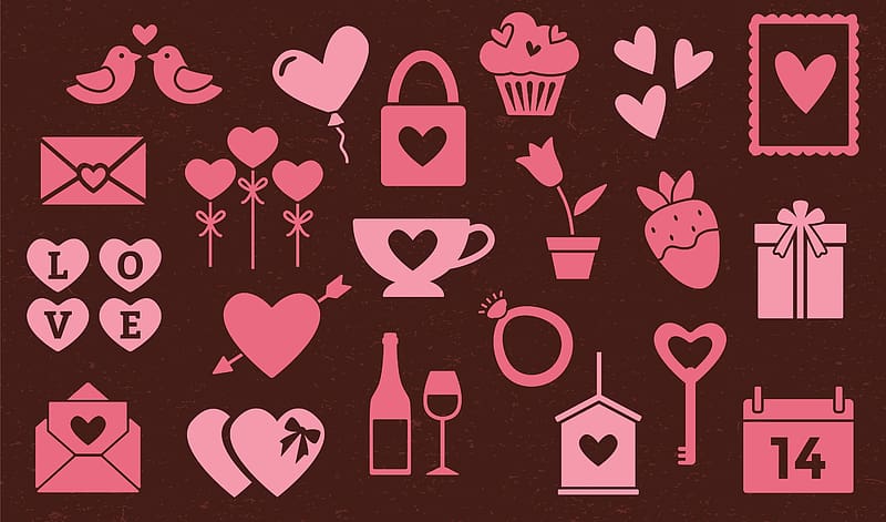Pattern, valentine, pink, brown, texture, heart, cup, ppink, vexels, HD wallpaper