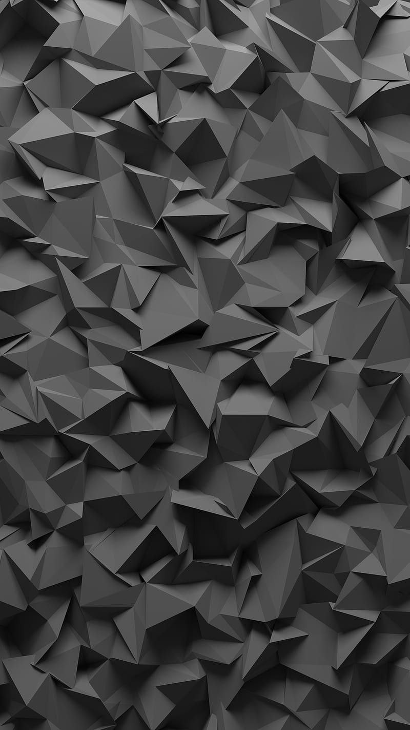 Polygon, 3d, abstract, background, bw, gray, hq, pattern, rendering, HD phone wallpaper