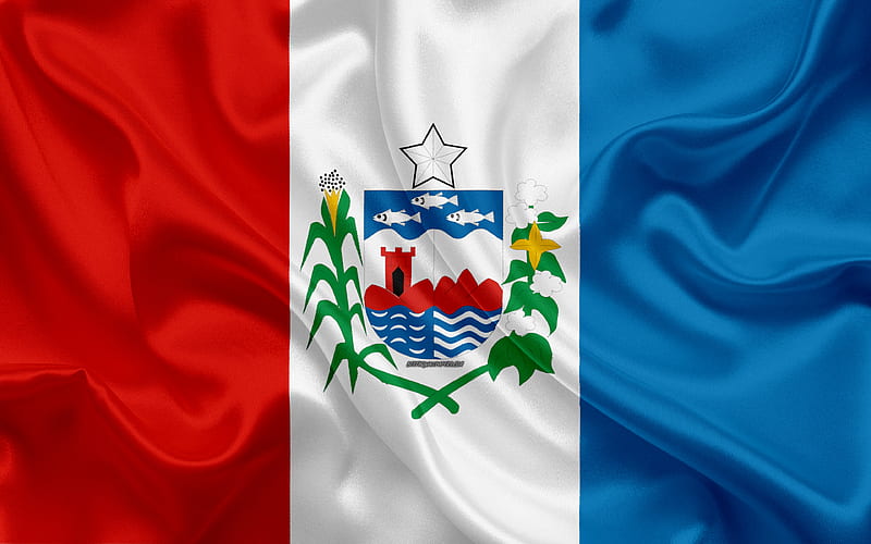 Flag of Alagoas state of brazil, silk texture, Alagoas flag, Brazil, brazilian states, art, South America, Alagoas, HD wallpaper