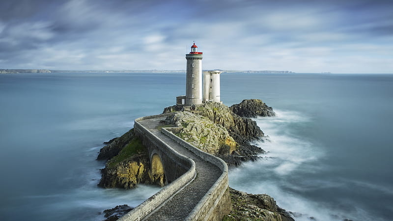 Phare du Petit Minou, path, nature, Lighthouse, ocean, HD wallpaper
