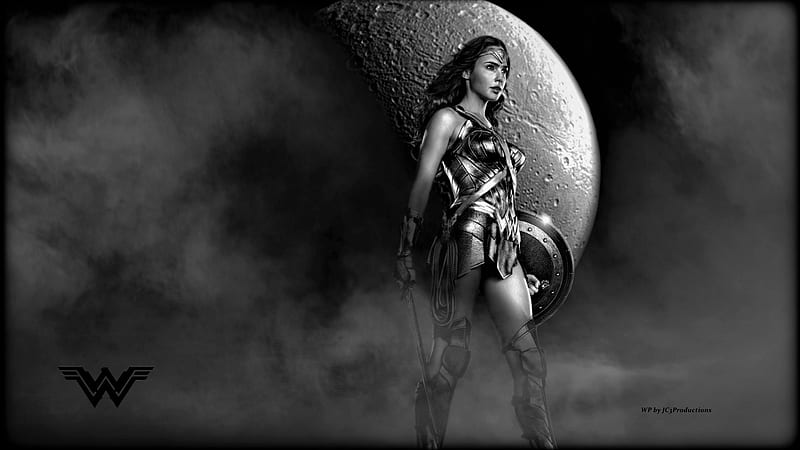 Wonder Woman B/W, steve trevor, amazon warrior, wonder woman, nexus, cartoon, dc comics, background, , 1920x1080 only, anime, super heroes, diana prince, HD wallpaper
