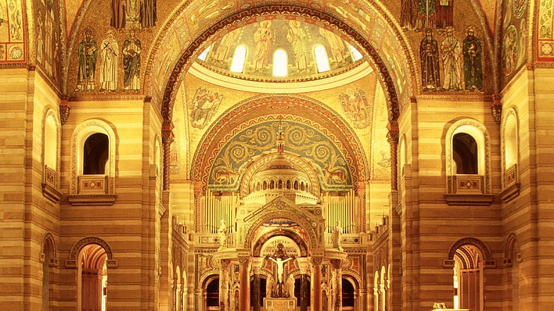 St.Louis Church, st louis church, gold, interior, peaceful, missouri, HD wallpaper