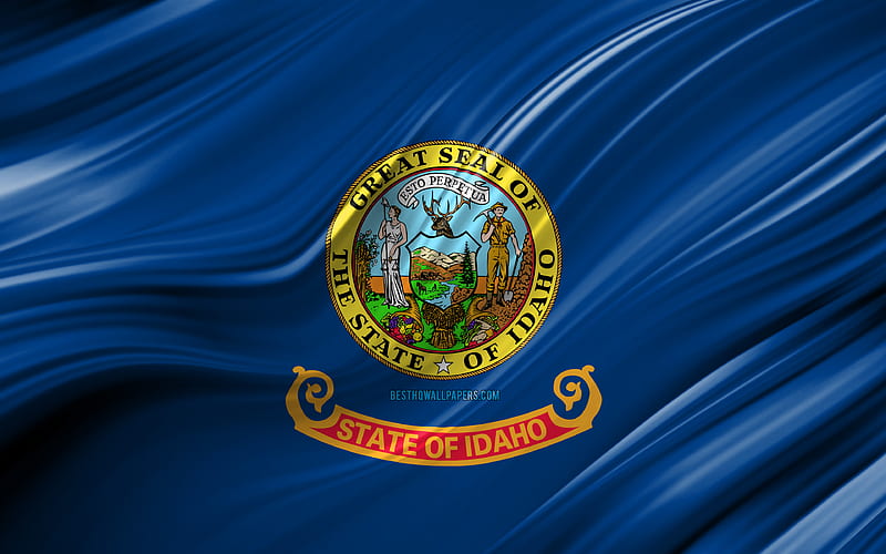 Idaho flag, american states, 3D waves, USA, Flag of Idaho, United States of America, Idaho, administrative districts, Idaho 3D flag, States of the United States, HD wallpaper
