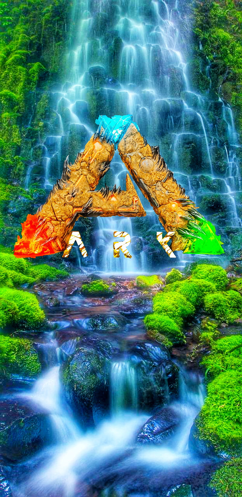 ARK, evolved, game, survival, waterfall, HD phone wallpaper