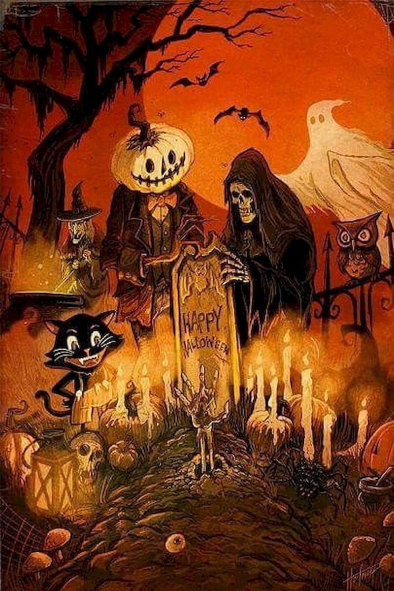 Halloween sprits, art, halloween, zombie, HD phone wallpaper