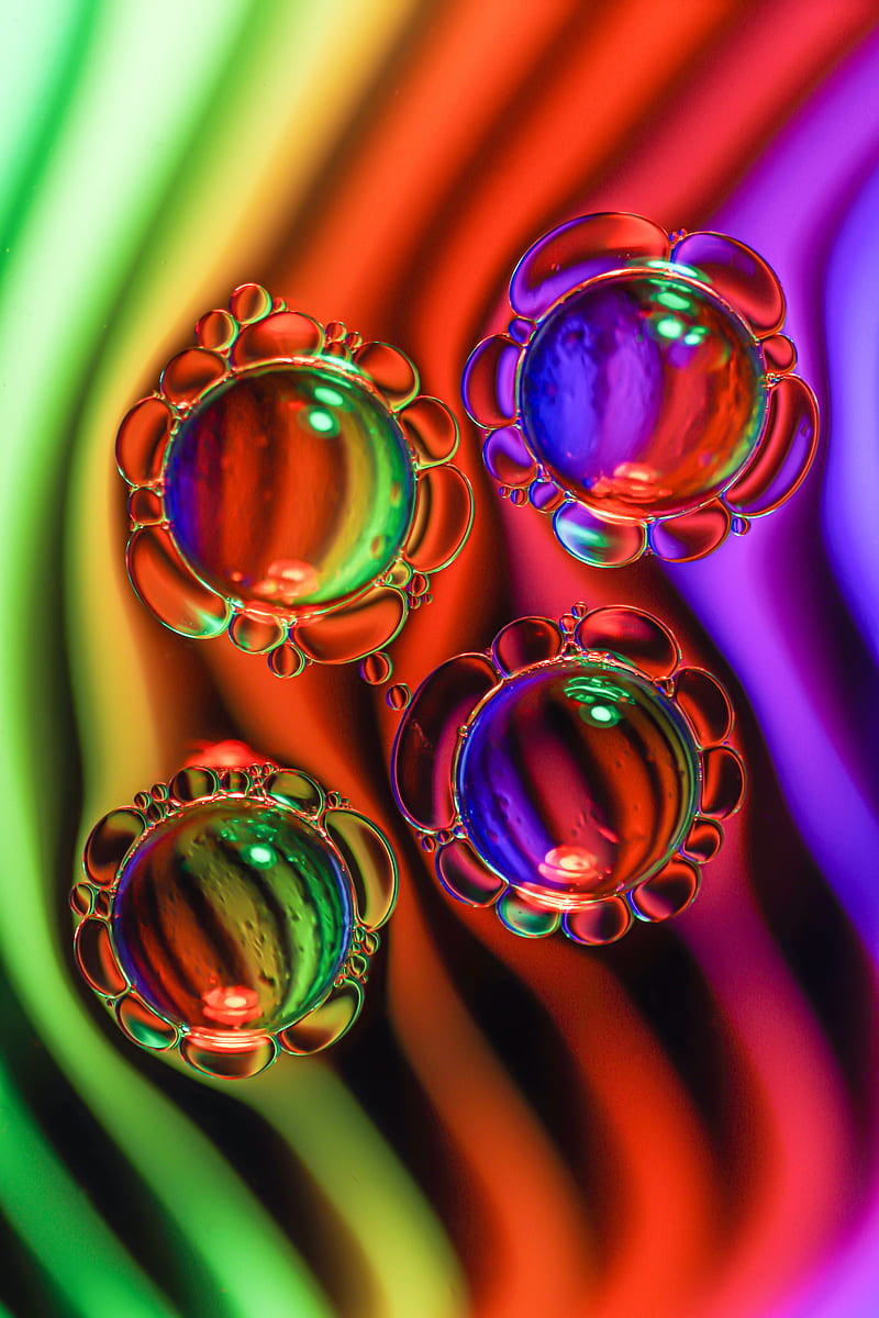bubbles, oil, liquid, macro, colorful, HD phone wallpaper