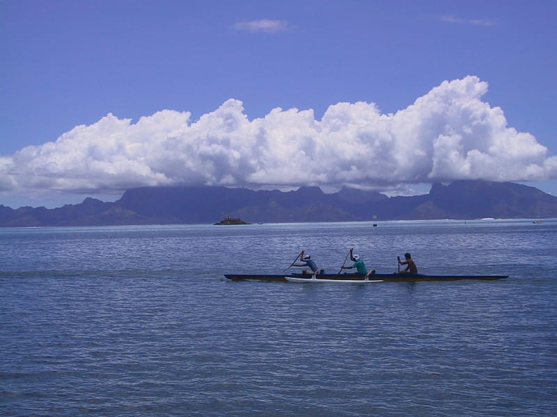 View of Moorea, French Poynesia, moorea, ocean, french polynesia, nature, tahiti, HD wallpaper