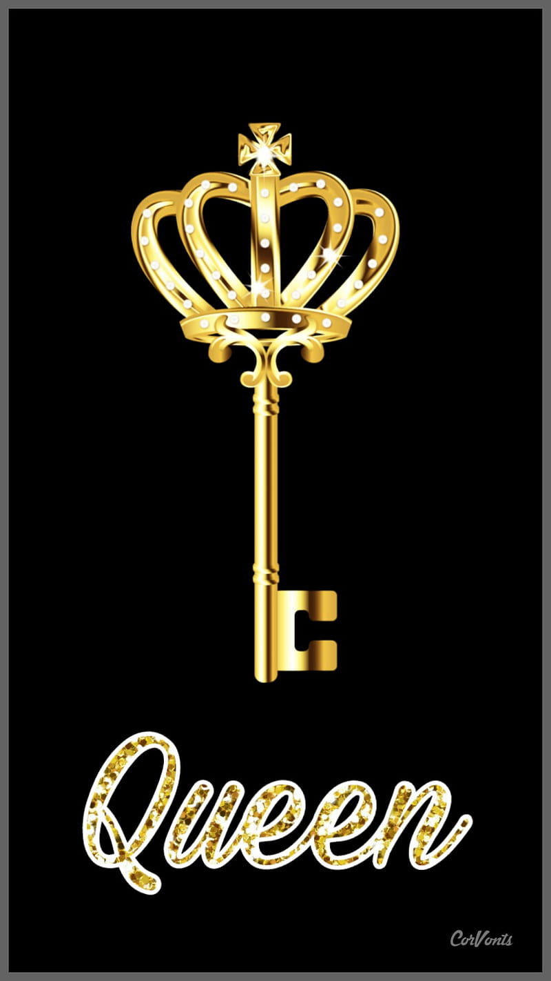 Queen of keys, key, gold, black, font, minimum, classy, corvonts, star, logo,  HD phone wallpaper | Peakpx