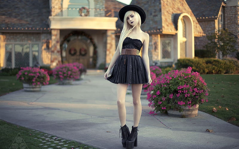 Girl Strapless Dress, girls, dress, black, HD wallpaper