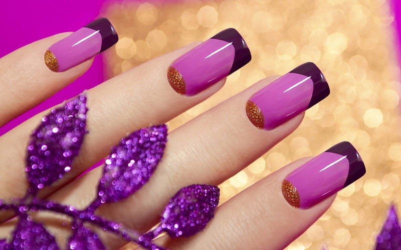 Purple Nail, hand, fingers, manicure, nail, HD wallpaper