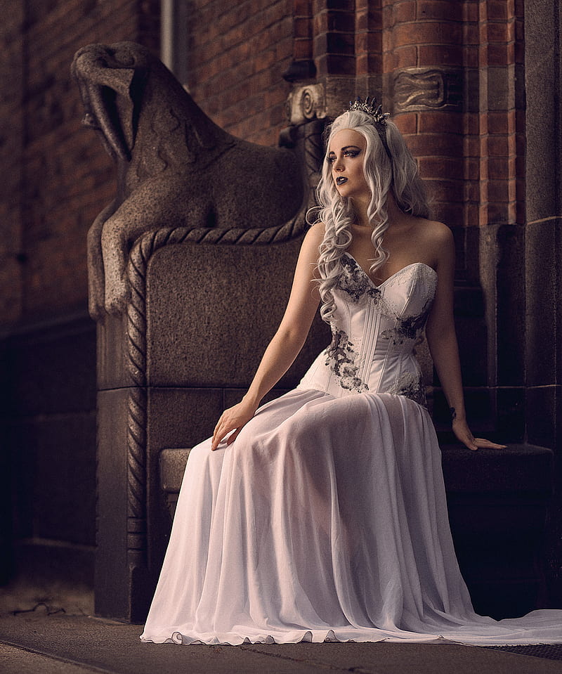 women, model, fantasy girl, white dress, dress, , Tonny Jørgensen, HD phone wallpaper
