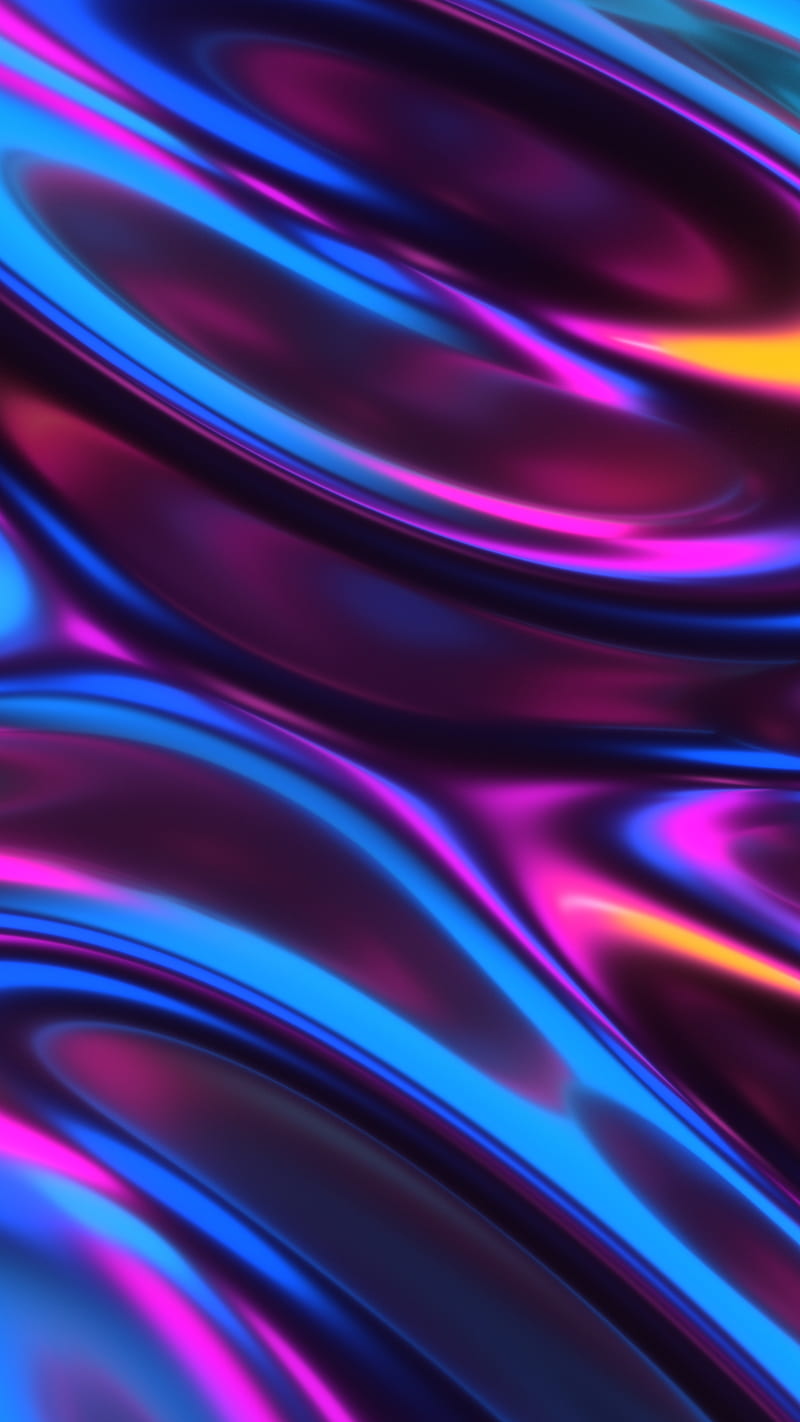 Fluid Gradient, blue, colors, cyberpunk, iridescent, liquid, metal, pink, wave, HD phone wallpaper