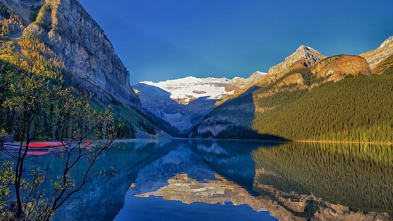 Canada Louise Lake Alberta Banff National Park Mountain With Reflection Natuare, HD wallpaper