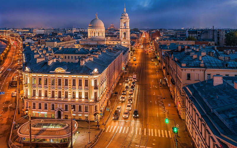 Saint Petersburg, nightscapes, cityscapes, streets, russian cities, Europe, Russia, HD wallpaper