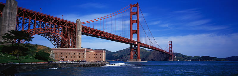 Golden Gate Bridge (Dual), dual monitor, graphy, architektur, golden gate bridge, dual screen, HD wallpaper