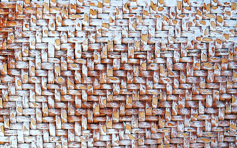 wooden weaving texture wickerwork, wooden backgrounds, macro, wooden textures, brown background, brown wood, HD wallpaper