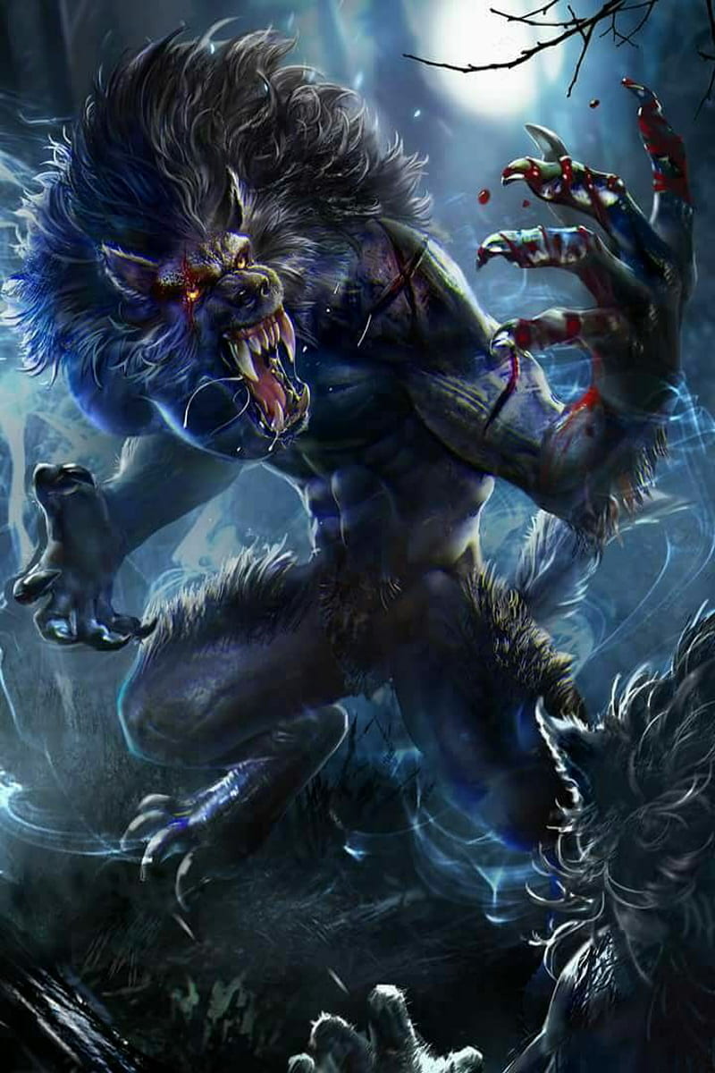 Werewolf, art, halloween, HD phone wallpaper