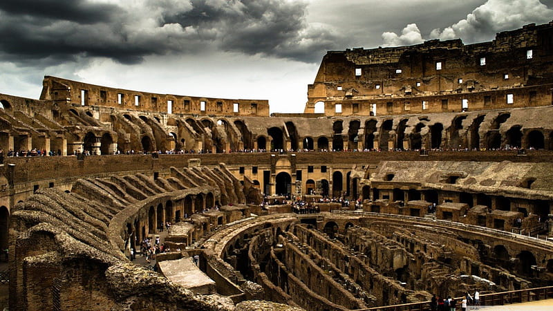 Colosseum, Italy, world, cloudy, ancient, travel, colosseum, rome, italy, HD wallpaper