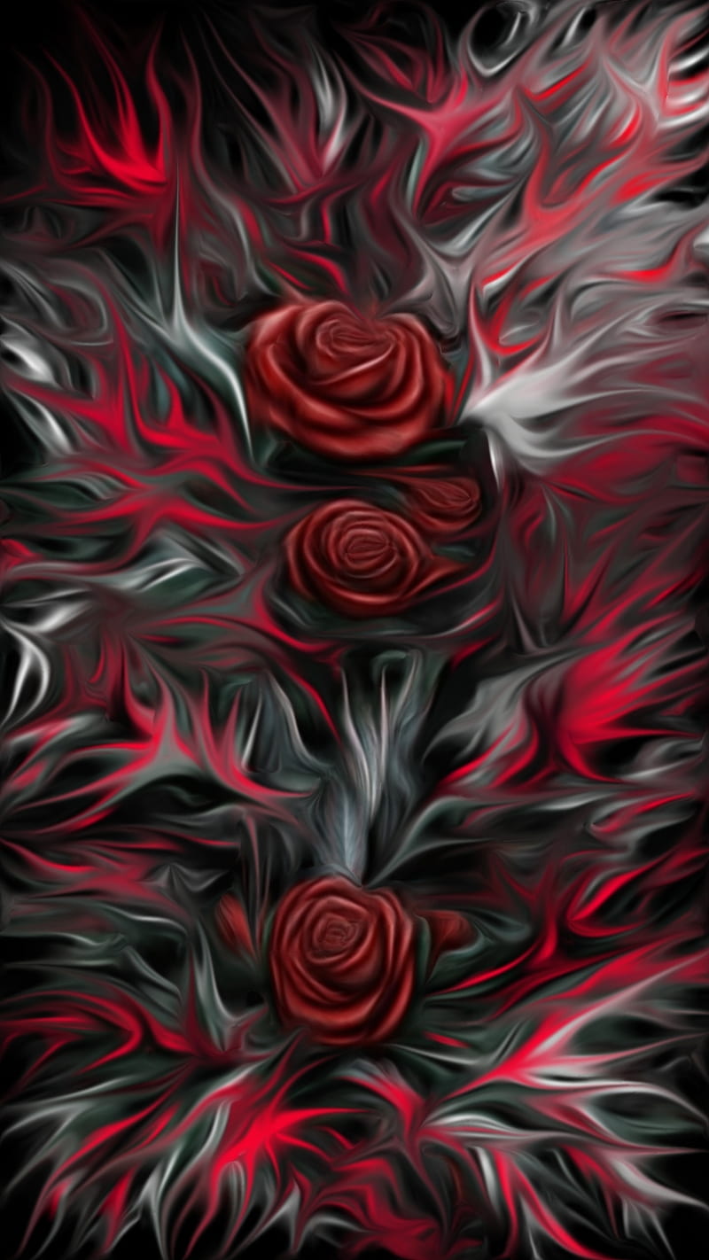 Fiery, background, flowers, interesting, love, red, roses, seirl, HD phone wallpaper