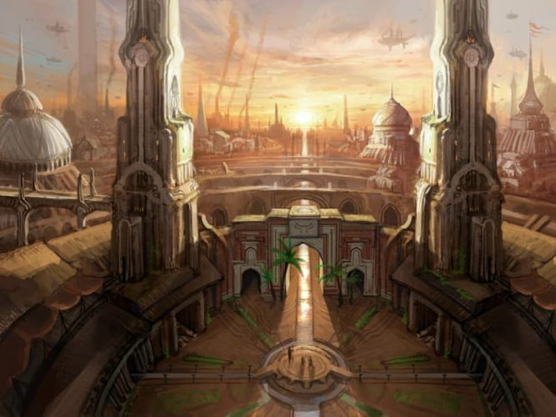 Steampunk City, Abstract, Steampunk, Fantasy, City, HD wallpaper