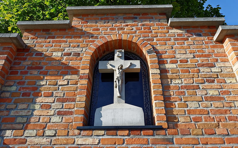 Crucifix, wall, brick, cross, HD wallpaper | Peakpx