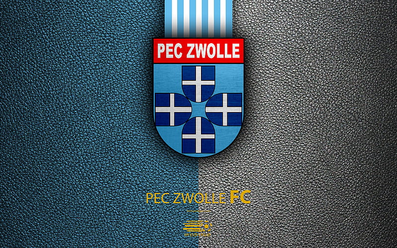 PEC Zwolle FC Dutch football club, leather texture, logo, emblem, Eredivisie, Zwolle, Netherlands, football, Dutch Football Championship, HD wallpaper