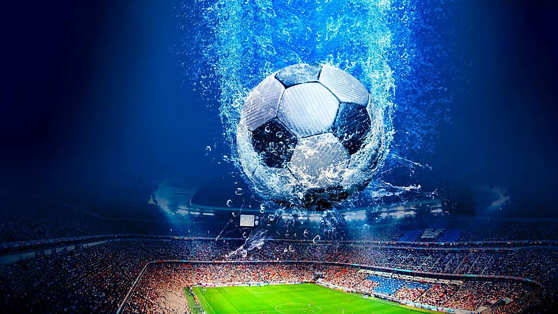 Bola en el agua en la parte superior de la cancha de fútbol, Fondo de  pantalla HD | Peakpx