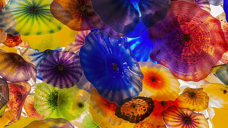 Colorful Shapes Glass Abstract, HD wallpaper