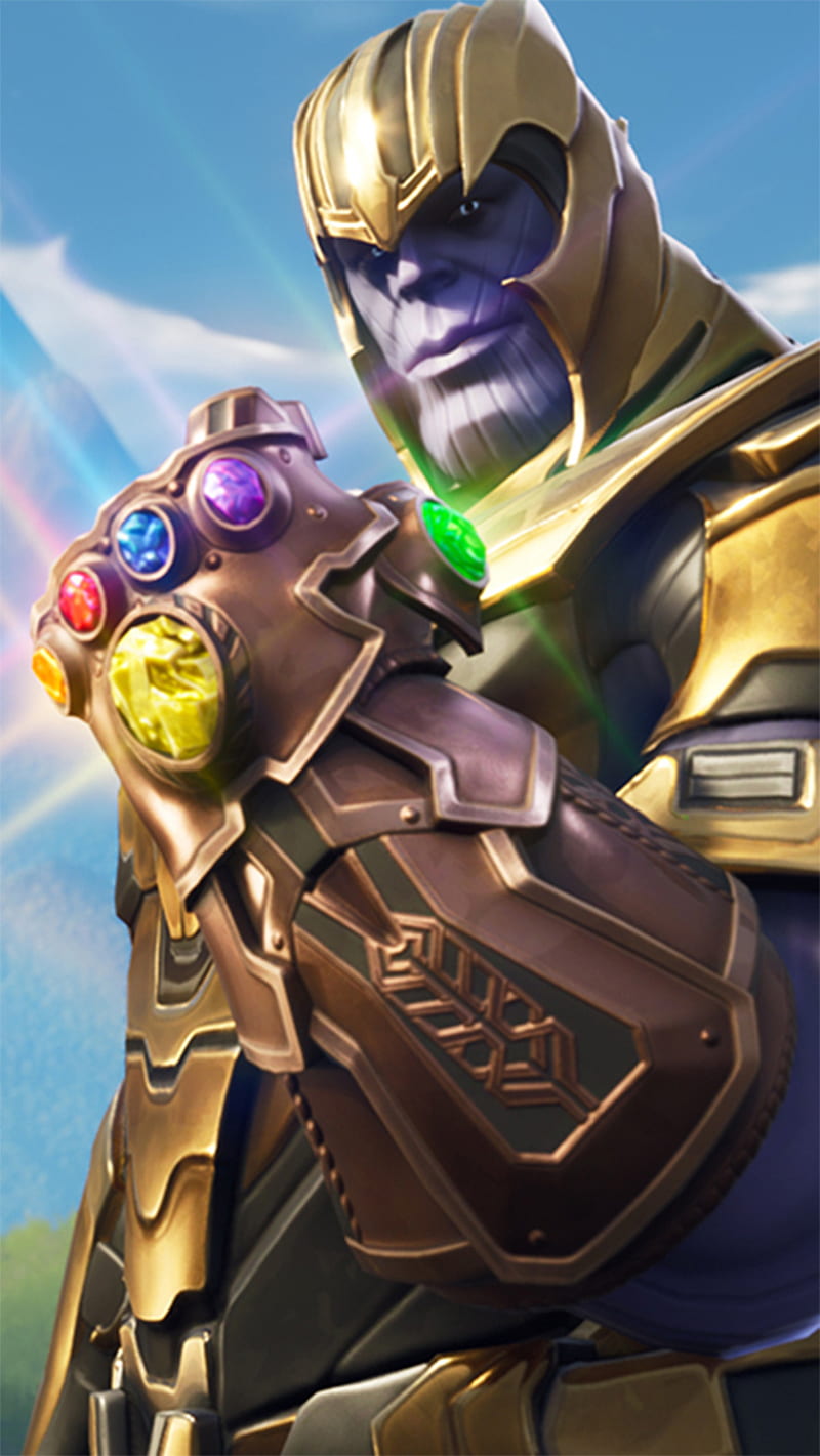 Fortnite Thanos, gaming, manpie, marvel, HD phone wallpaper