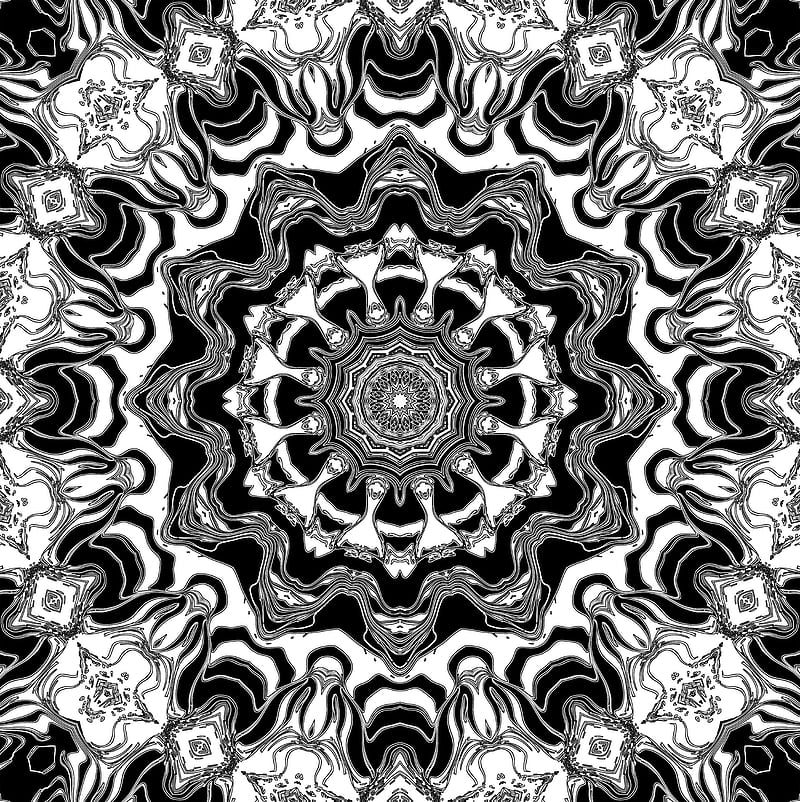 fractal, circles, lines, shapes, pattern, abstraction, black and white, HD phone wallpaper