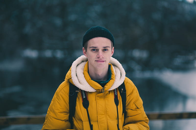 selective focus graph of man in yellow jacket, HD wallpaper