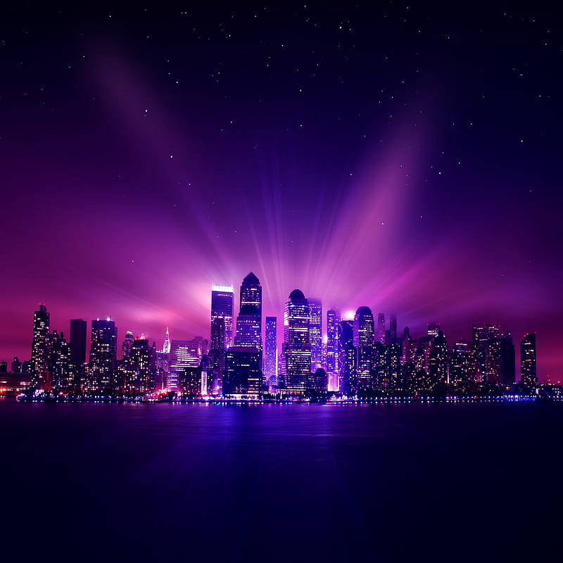 City Lights, light, city, dubai, night, rapture, new york, waterfall, colors, new, lights, HD phone wallpaper