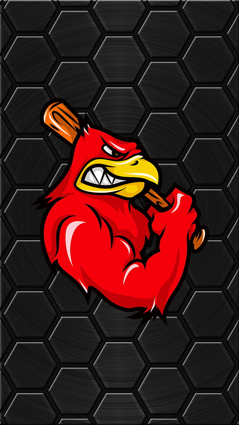 Baseball Poly, bird, black, poly, red, x3mcx, HD phone wallpaper