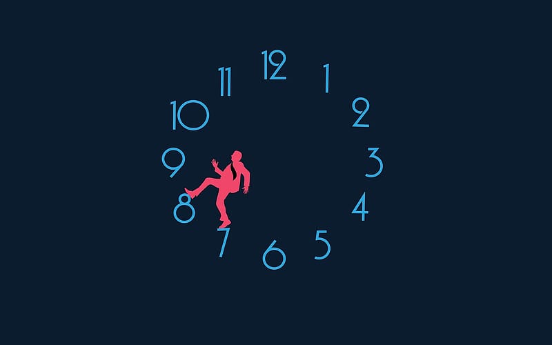 Time Goes, clock, going, man, blue, red, vector, HD wallpaper