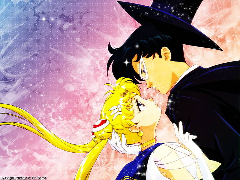 Super Sailor Moon and Tuxedo Mask, tuxedo mask, super sailor moon, manga, princess serenity, anime, sailor moon, mamoru, prince endymion, usagi, HD wallpaper