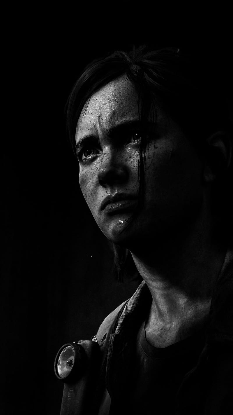 Ellie The Last Of Us Part 2 Monochrome Poster Wallpaper 4K