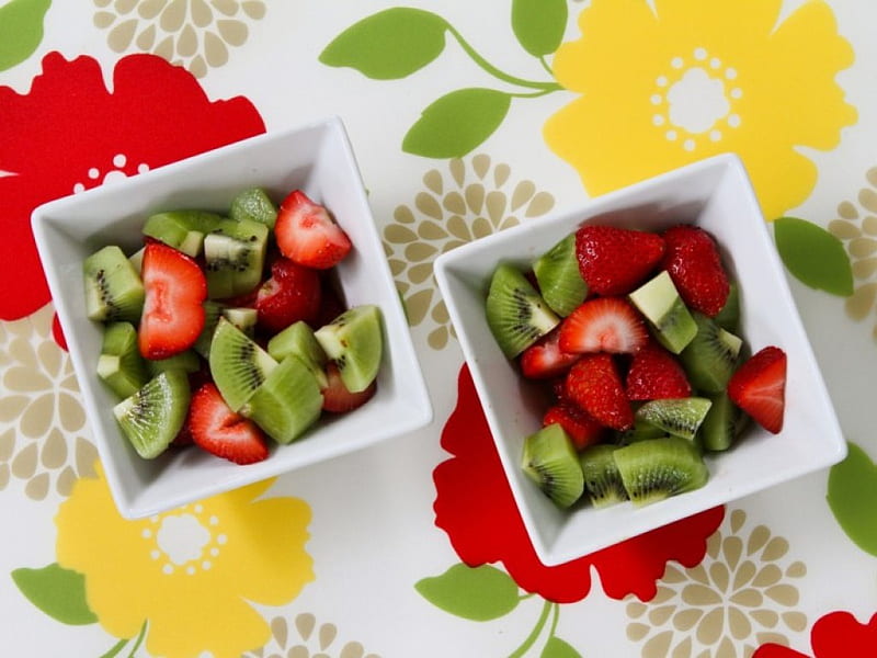Fruit salad, fruit, strawberry, food, kiwi, servings, salad, HD wallpaper