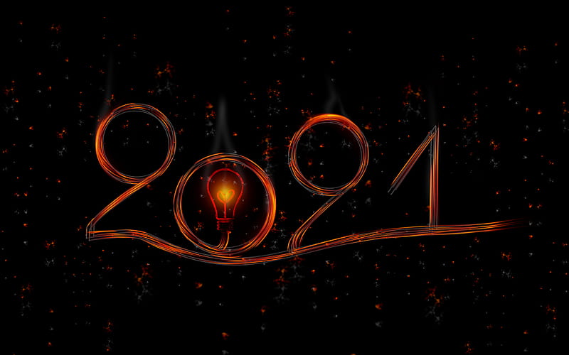 2021 New Year, fire lines, 2021 Fire Background, 2021 concepts, Happy New Year 2021, black background, HD wallpaper